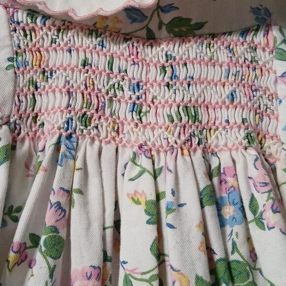 Friedknit Creations vintage smocked floral romper Sz 6m EUC - Picture 6 of 12